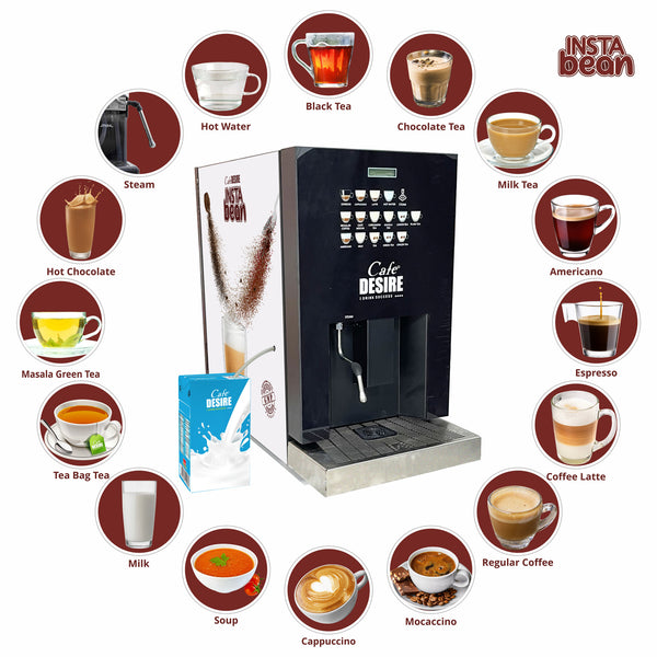 Insta Bean Coffee Vending Machine | Made with Fresh Milk | 16 Options